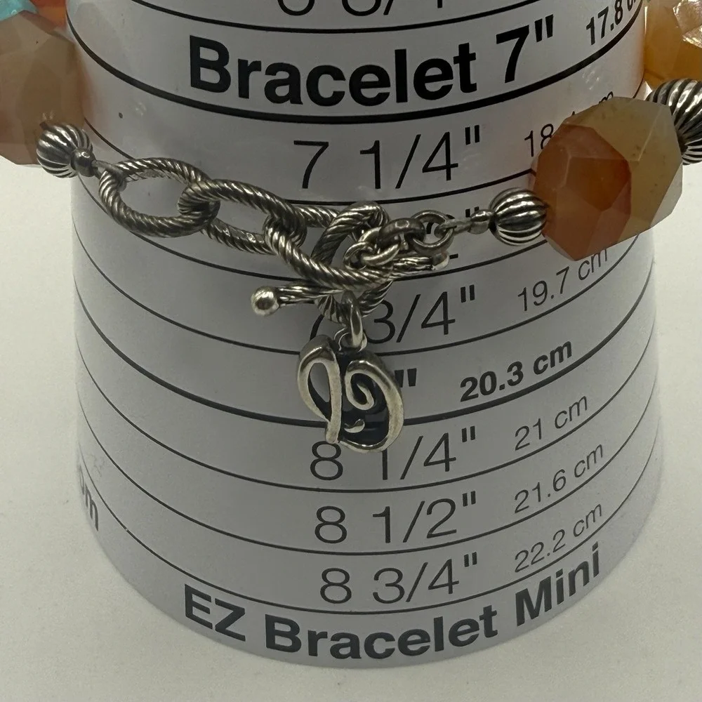 Carolyn Pollack Bracelet Sterling Silver Faceted Gemstone Adj 6.75 to 7.5